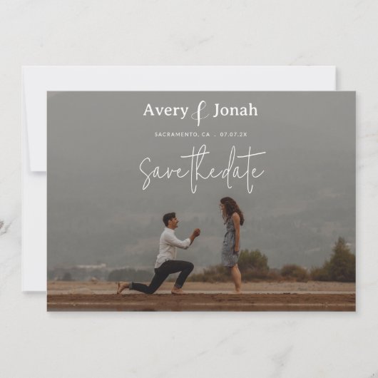 Modern Simple Elegant 4 Photo Wedding Save The Date (Voorkant)