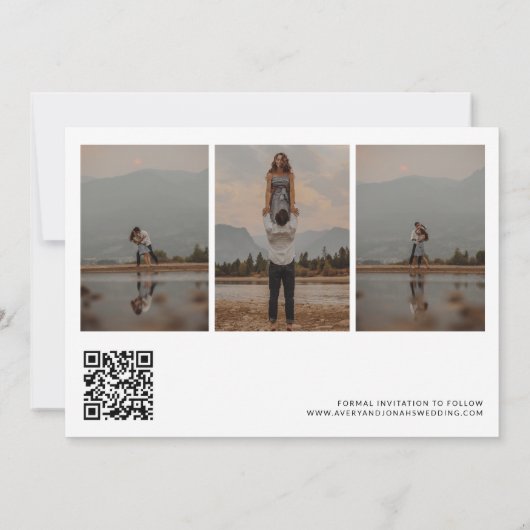 Modern Simple Elegant 4 Photo Wedding Save The Date (Achterkant)