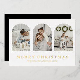 Modern Simple Elegant Arch Photo Collage Christmas Folie Feestdagenkaart