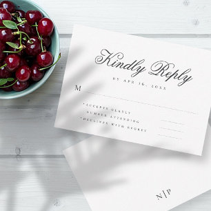 Modern Simple Elegant Chic Monogram Typografie RSV RSVP Kaartje