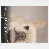 Modern Simple Elegant Chic Pet Photo Text Fleece Deken (Voorkant (Horizontaal))
