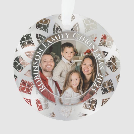 Modern Simple Elegant Chic Photo Glass Silver Snow Ornament (voorkant)