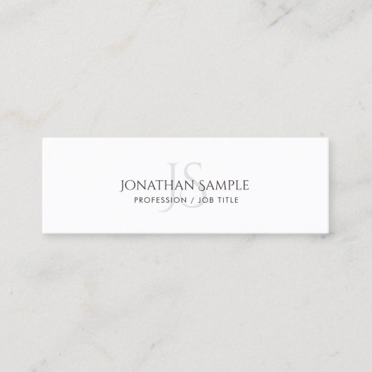 Modern Simple Elegant Monogram Plain Trendy Mini Visitekaartje (Voorkant)