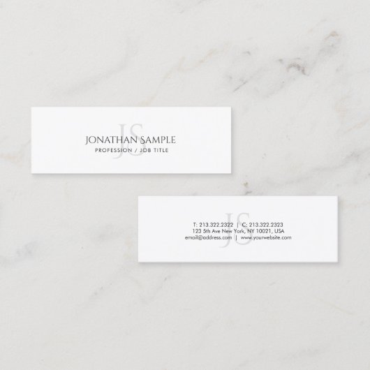 Modern Simple Elegant Monogram Plain Trendy Mini Visitekaartje (Voorkant / Achterkant)
