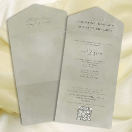 Modern Simple Elegant Palm Green | Website QR-code All In One Uitnodiging