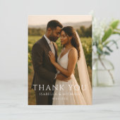 Modern Simple Elegant Photo Wedding Thank You Bedankkaart (Staand voorkant)