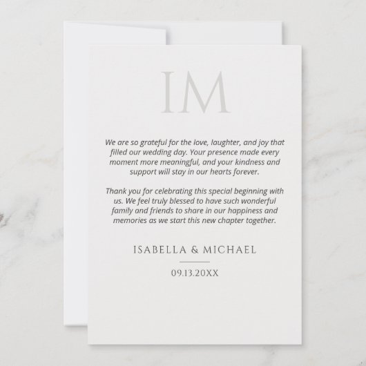 Modern Simple Elegant Photo Wedding Thank You Bedankkaart (Achterkant)