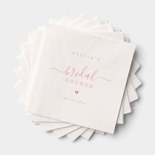 Modern simple elegant script bridal shower party folie servetten (Insitu (Gestapeld))