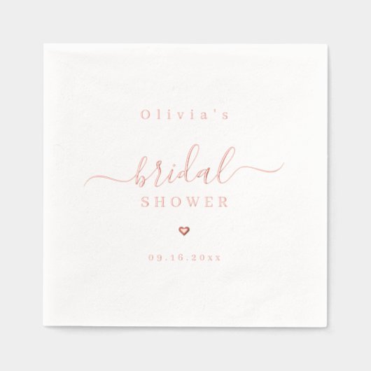 Modern simple elegant script bridal shower party folie servetten (Voorkant)