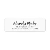 Modern simple elegant script return address etiket (Voorkant)