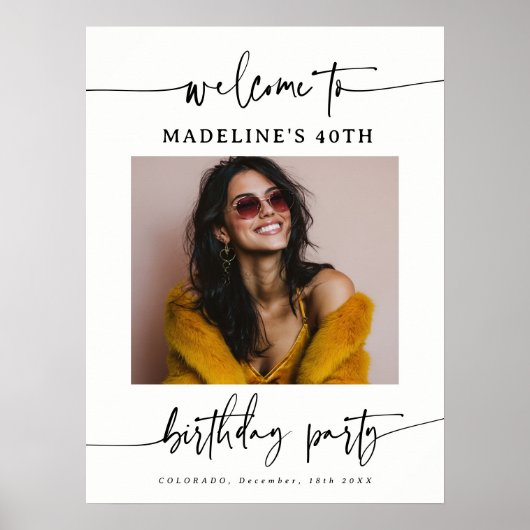 Modern Simple Elegant Script Wedding Photo Sign Poster (Voorkant)