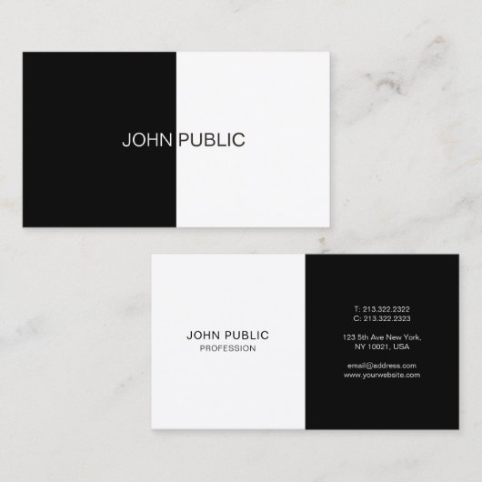 Modern Simple Elegant Template Black And White Visitekaartje (Voorkant / Achterkant)