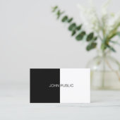 Modern Simple Elegant Template Black And White Visitekaartje (Staand voorkant)