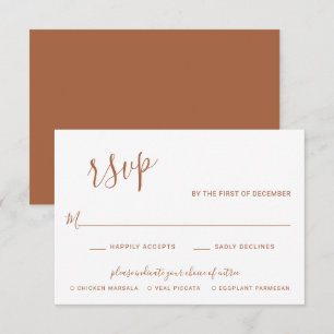 Modern Simple Elegant Terracotta Wedding RSVP Kaartje