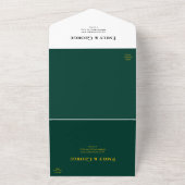 Modern Simple Emerald Green Gold Monogram Weddensc All In One Uitnodiging (Buitenkant)
