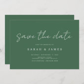 Modern Simple Emerald Green Wedding Save the Date (Voorkant / Achterkant)