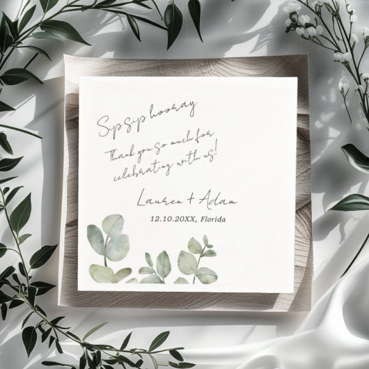 Modern Simple Eucalyptus Greenery Wedding Servet