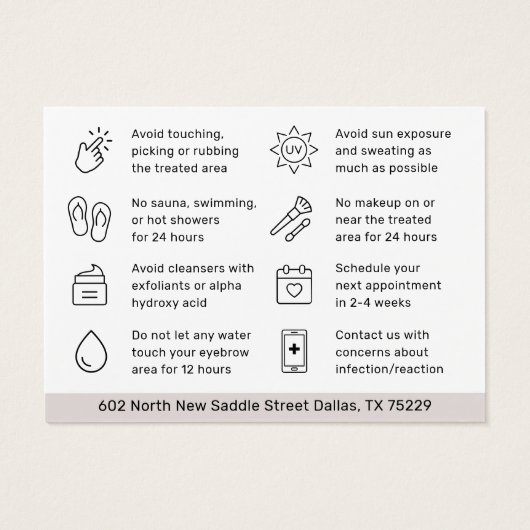 Modern Simple Eyebrow Tint Henna Brows Aftercare Visitekaartje (Achterkant)