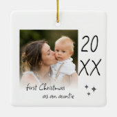 Modern Simple First Christmas As Auntie Photo Keramisch Ornament (Achterkant)