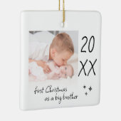 Modern Simple First Christmas As Big Brother Photo Keramisch Ornament (Rechts)