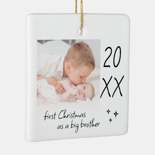 Modern Simple First Christmas As Big Brother Photo Keramisch Ornament (Rechts)