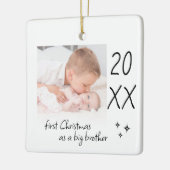 Modern Simple First Christmas As Big Brother Photo Keramisch Ornament (Links)