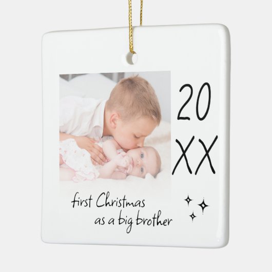 Modern Simple First Christmas As Big Brother Photo Keramisch Ornament (Links)