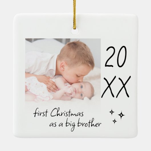 Modern Simple First Christmas As Big Brother Photo Keramisch Ornament (Achterkant)