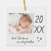 Modern Simple First Christmas As Big Brother Photo Keramisch Ornament (Voorkant)