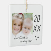 Modern Simple First Christmas As Big Sister Photo Keramisch Ornament (Rechts)