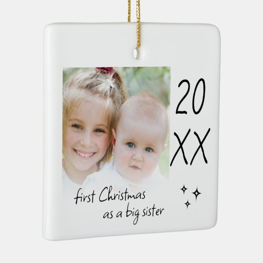Modern Simple First Christmas As Big Sister Photo Keramisch Ornament (Rechts)