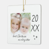 Modern Simple First Christmas As Big Sister Photo Keramisch Ornament (Links)