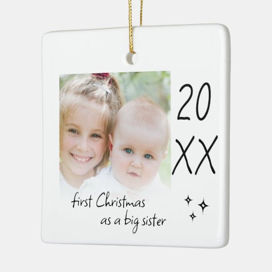 Modern Simple First Christmas As Big Sister Photo Keramisch Ornament (Links)