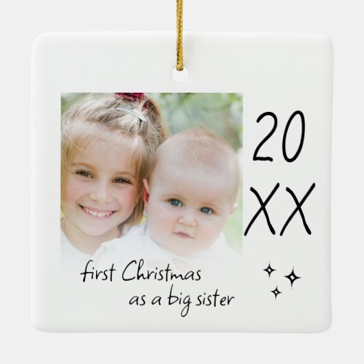 Modern Simple First Christmas As Big Sister Photo Keramisch Ornament (Achterkant)