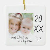Modern Simple First Christmas As Big Sister Photo Keramisch Ornament (Voorkant)