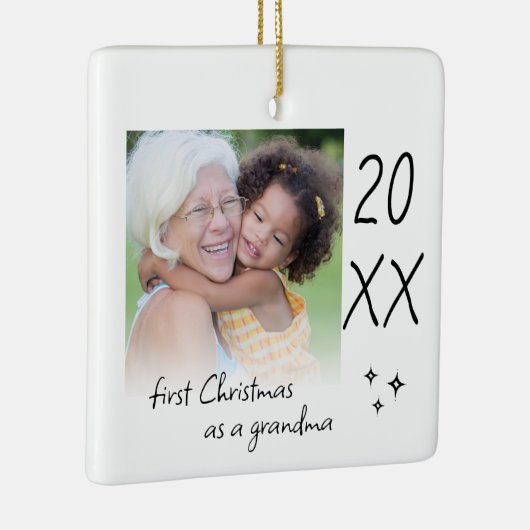 Modern Simple First Christmas As Grandma Photo Keramisch Ornament (Rechts)
