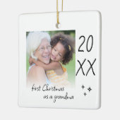 Modern Simple First Christmas As Grandma Photo Keramisch Ornament (Links)