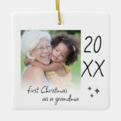 Modern Simple First Christmas As Grandma Photo Keramisch Ornament (Voorkant)