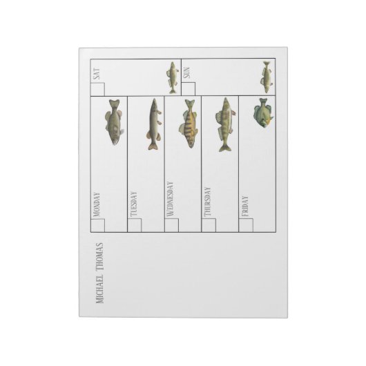 Modern Simple Fisherman Fish Weekly Calendar Notitieblok (Linkerzijde)
