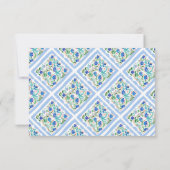 Modern Simple Floral Blue Name Flat Note Card Notitiekaartje (Achterkant)