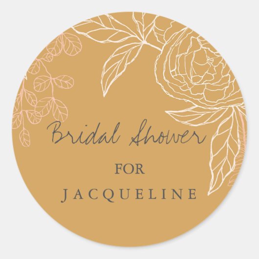 Modern Simple Floral Harvest Gold Vrijgezellenfees Ronde Sticker (Voorkant)