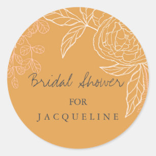 Modern Simple Floral Harvest Gold Vrijgezellenfees Ronde Sticker