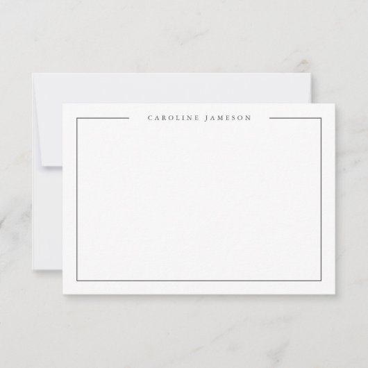 Modern Simple Floral Name Flat Note Card Notitiekaartje (Voorkant)