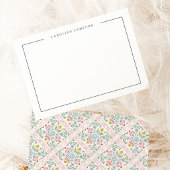 Modern Simple Floral Name Flat Note Card Notitiekaartje