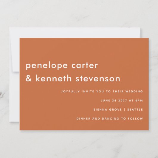 Modern Simple Font Boho Burnt Oranje Wedding Kaart (Voorkant)