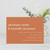 Modern Simple Font Boho Burnt Oranje Wedding Kaart (Staand voorkant)