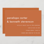 Modern Simple Font Boho Burnt Oranje Wedding Kaart (Voorkant / Achterkant)