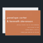 Modern Simple Font Boho Burnt Oranje Wedding Kaart<br><div class="desc">Modern Simple Font Boho Burnt Oranje Wedding Uitnodiging</div>