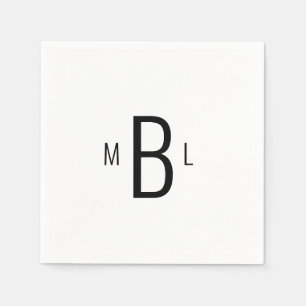 Modern Simple Font Monogram Wedding Cocktail Napki Servet