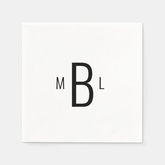 Modern Simple Font Monogram Wedding Cocktail Napki Servet (Voorkant)